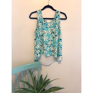 Lush floral cut away back tank